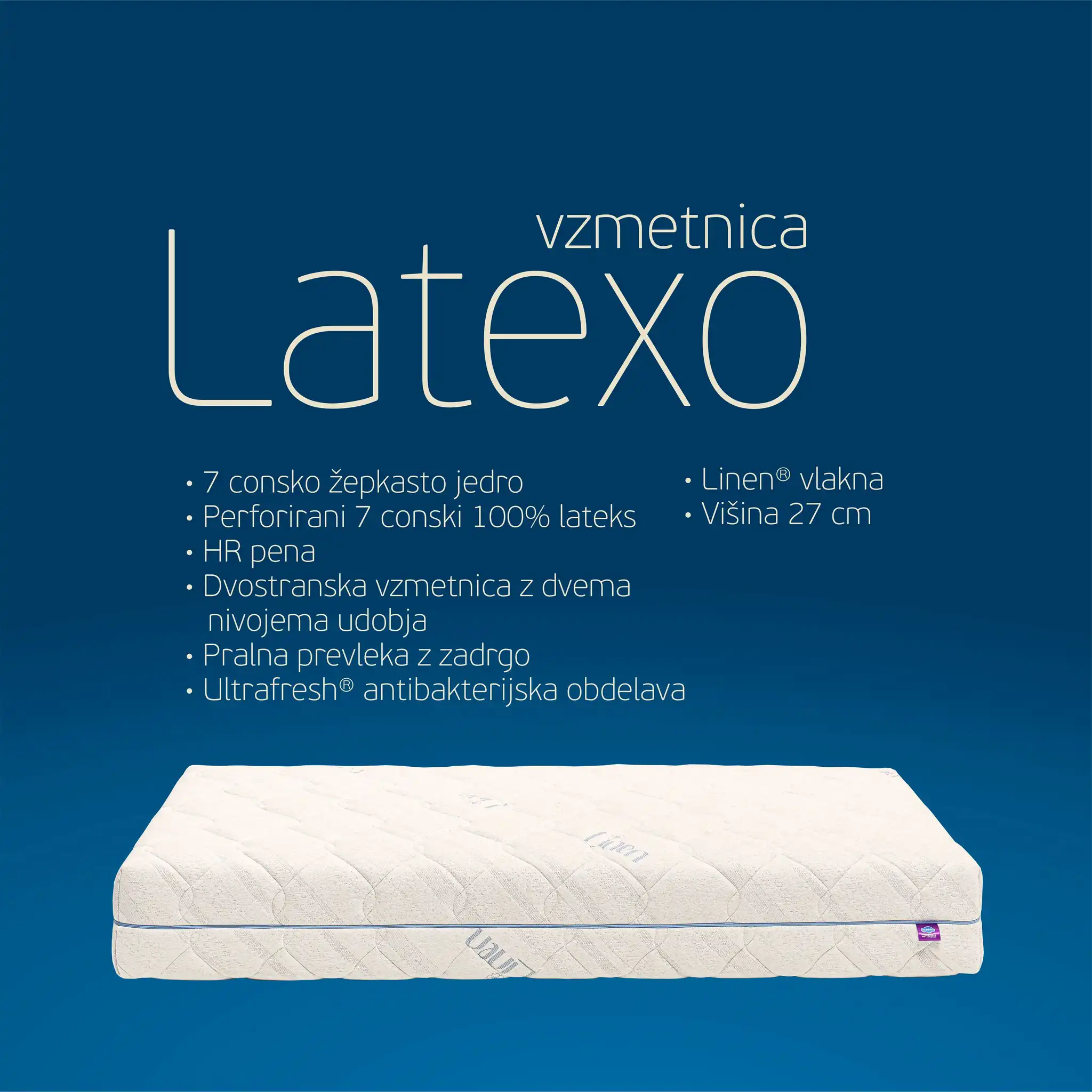 Vzmetnica Latexo | 27 cm | mehka & srednje trda | do 90 kg | Perforiran lateks - slika 5
